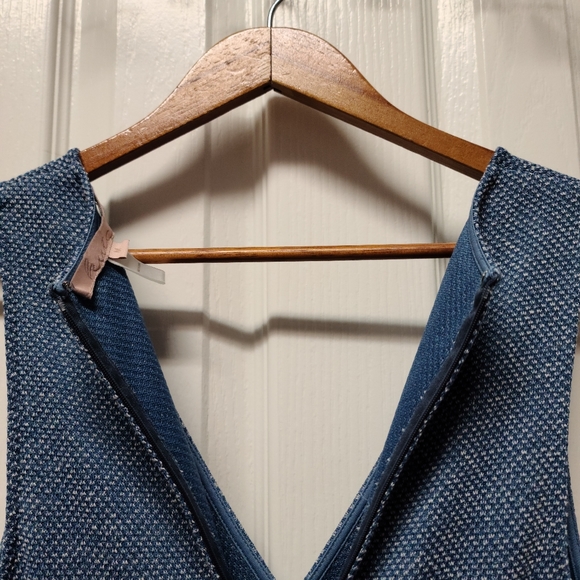 HUTCH BY ANTHROPOLOGIE HERRINGBONE BLUE LIPSTICK FIT AND FLARE SWING DRESS SZ M - Picture 8 of 15